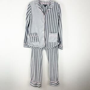 Simply Vera Wang Pajama Set Womens XS Fleece Striped Top Pants Gray Soft Cozy‎